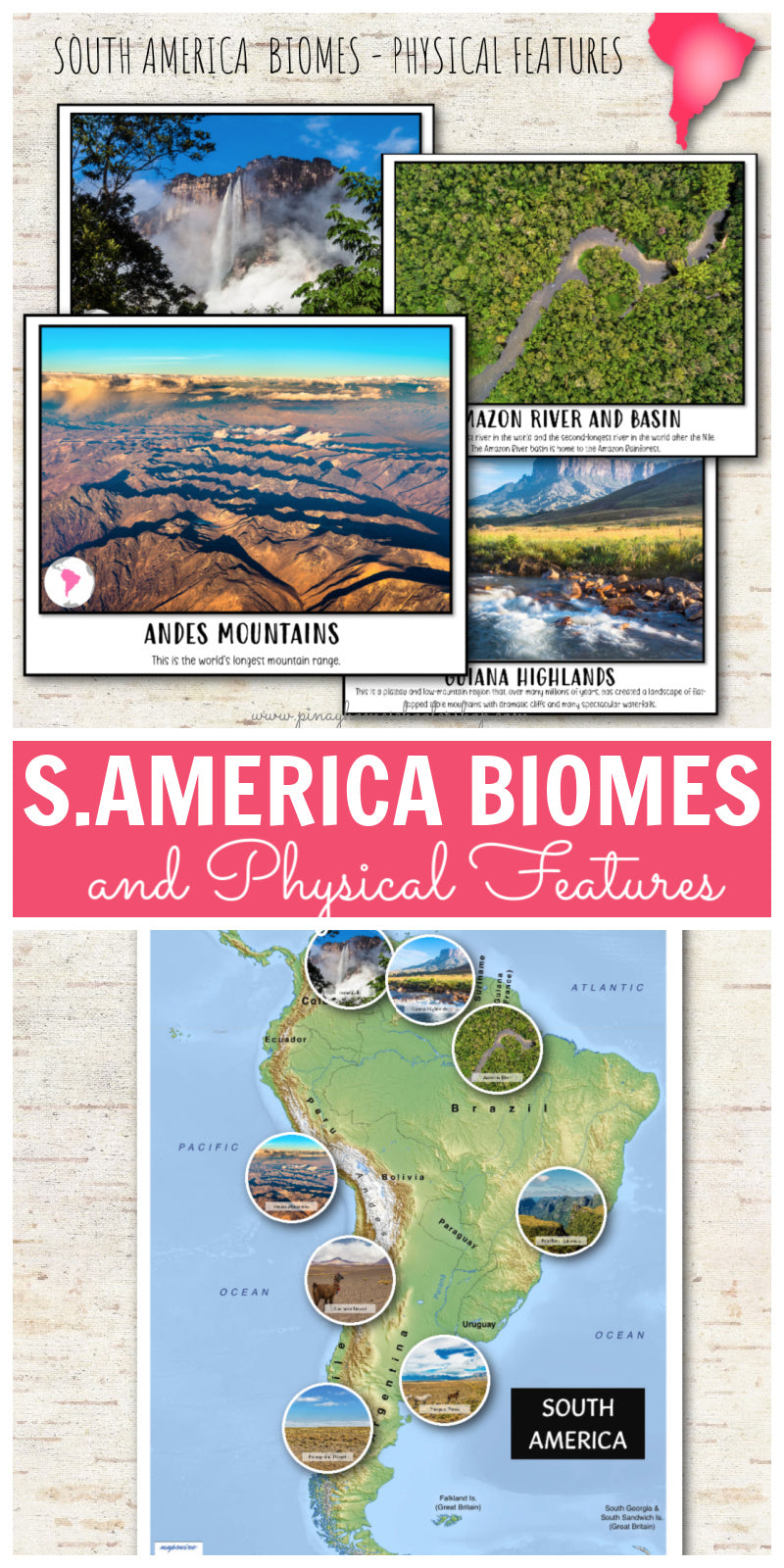 South America Biomes and Physical Features - Montessori Inspired