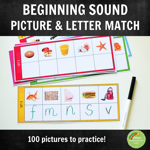 100 Pictures and Beginning Letter Matching Activity