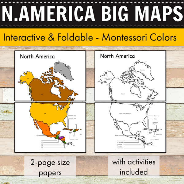 Montessori Maps of North America - BIG Foldable Interactive Maps