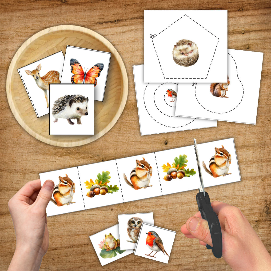 Woodlands Autumn Scissor Skills Cutting Strips