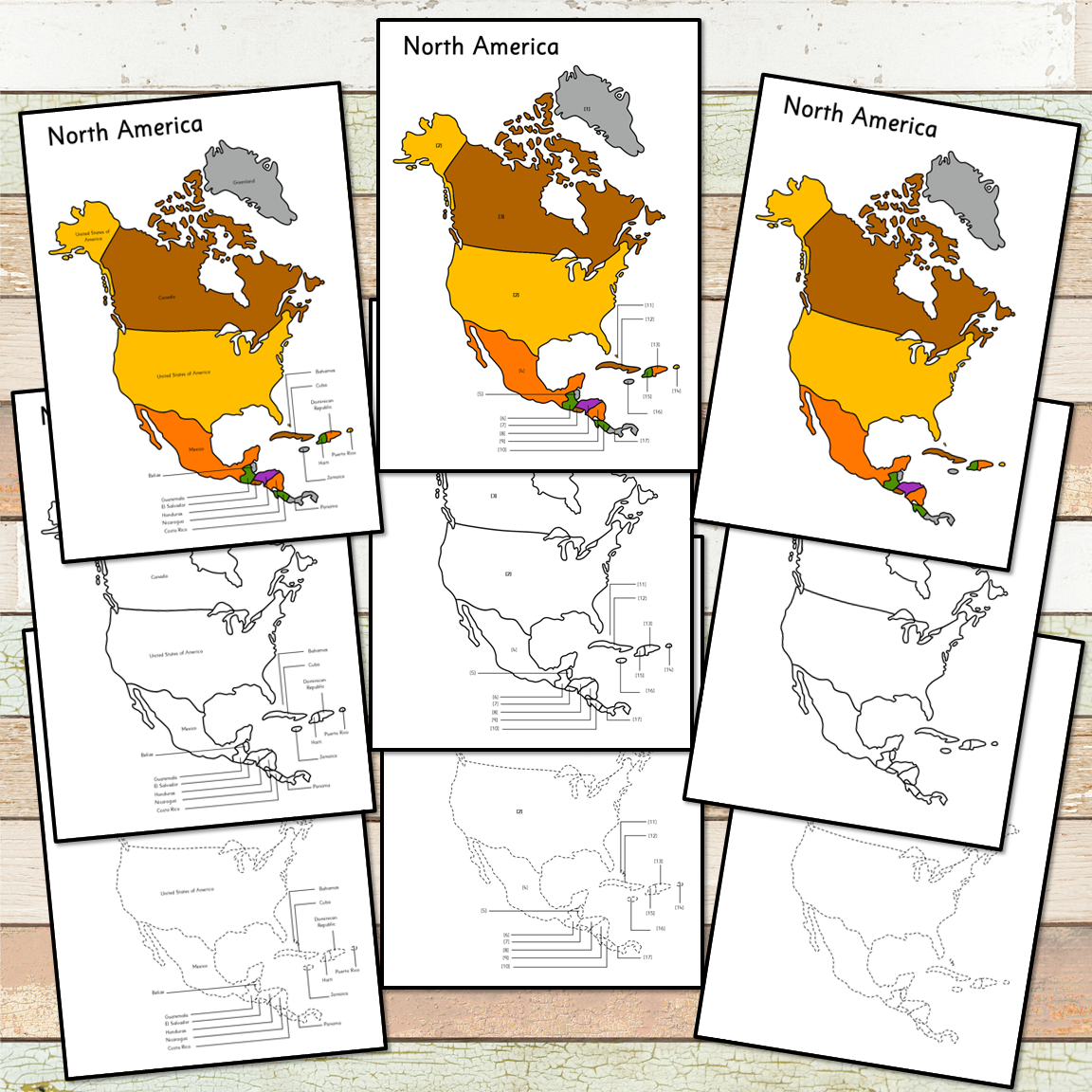 North America Color Map.pdf North America Map Montessori Colors Printable Includes tracing sheets ...