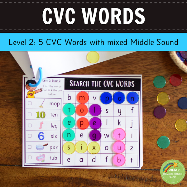 CVC Word Search - Three Levels