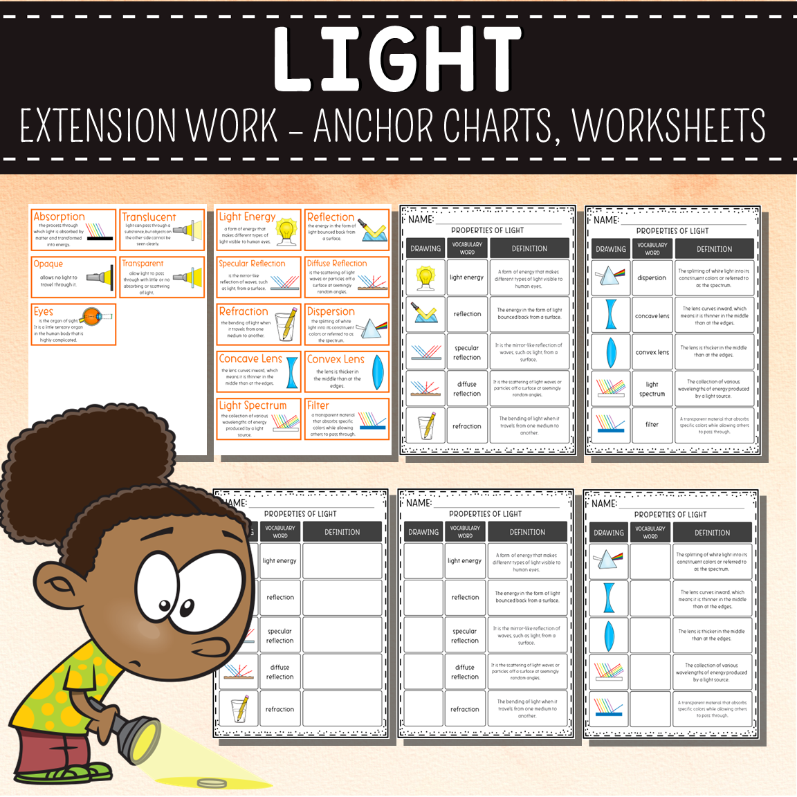 Light Extension Pack Worksheets, Anchor Charts, Wordwall Pinay
