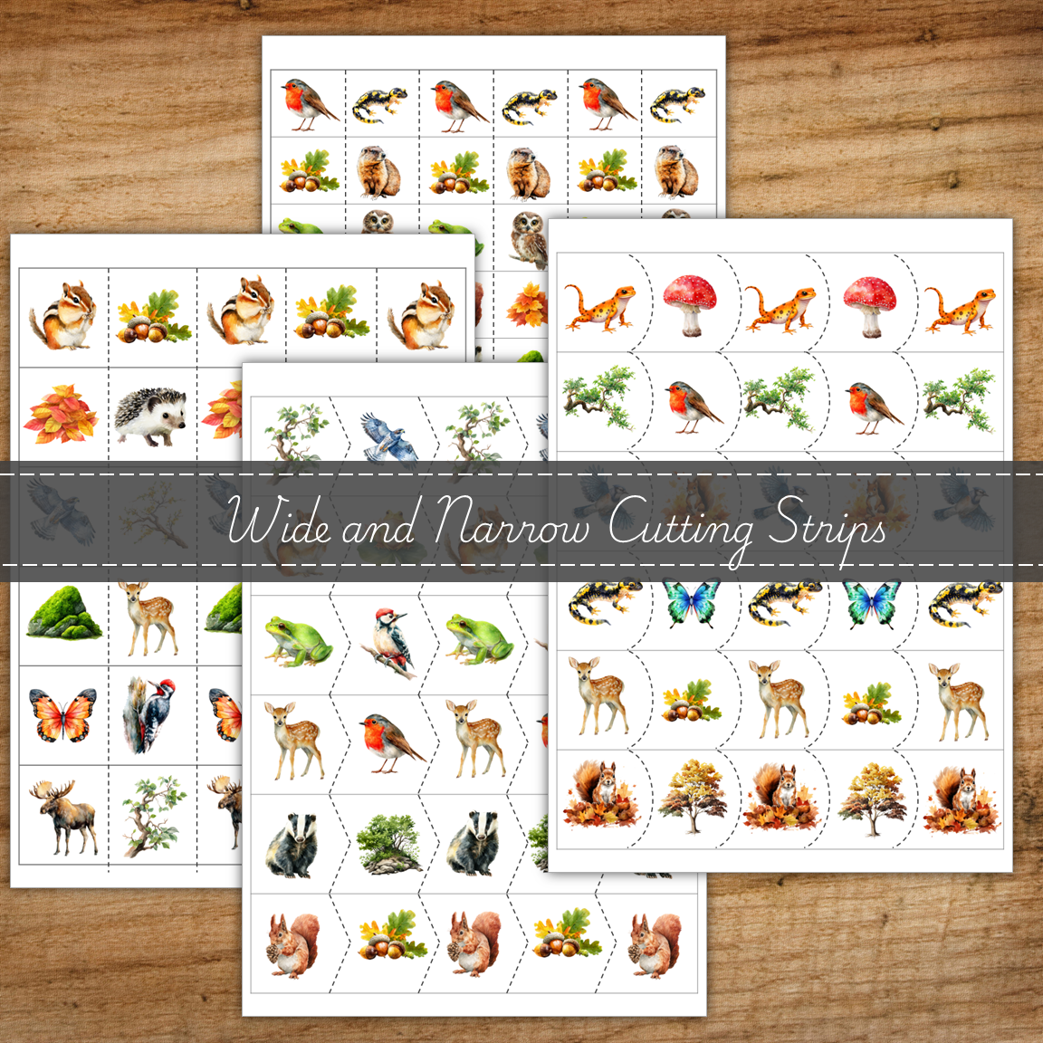 Woodlands Autumn Scissor Skills Cutting Strips