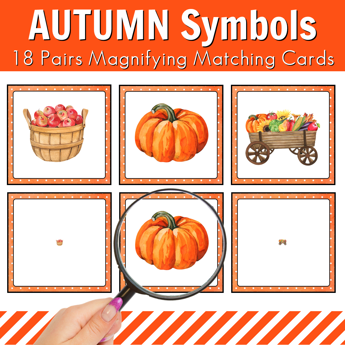 Autumn Fall Magnifying Matching Activity Cards