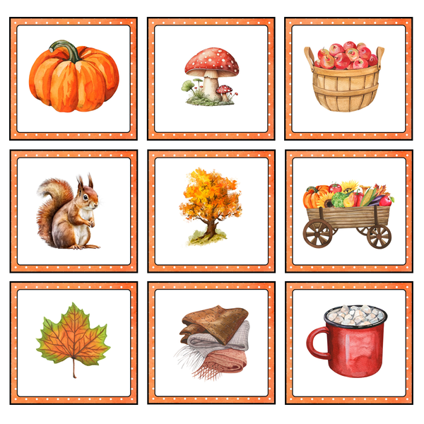 Autumn Fall Magnifying Matching Activity Cards