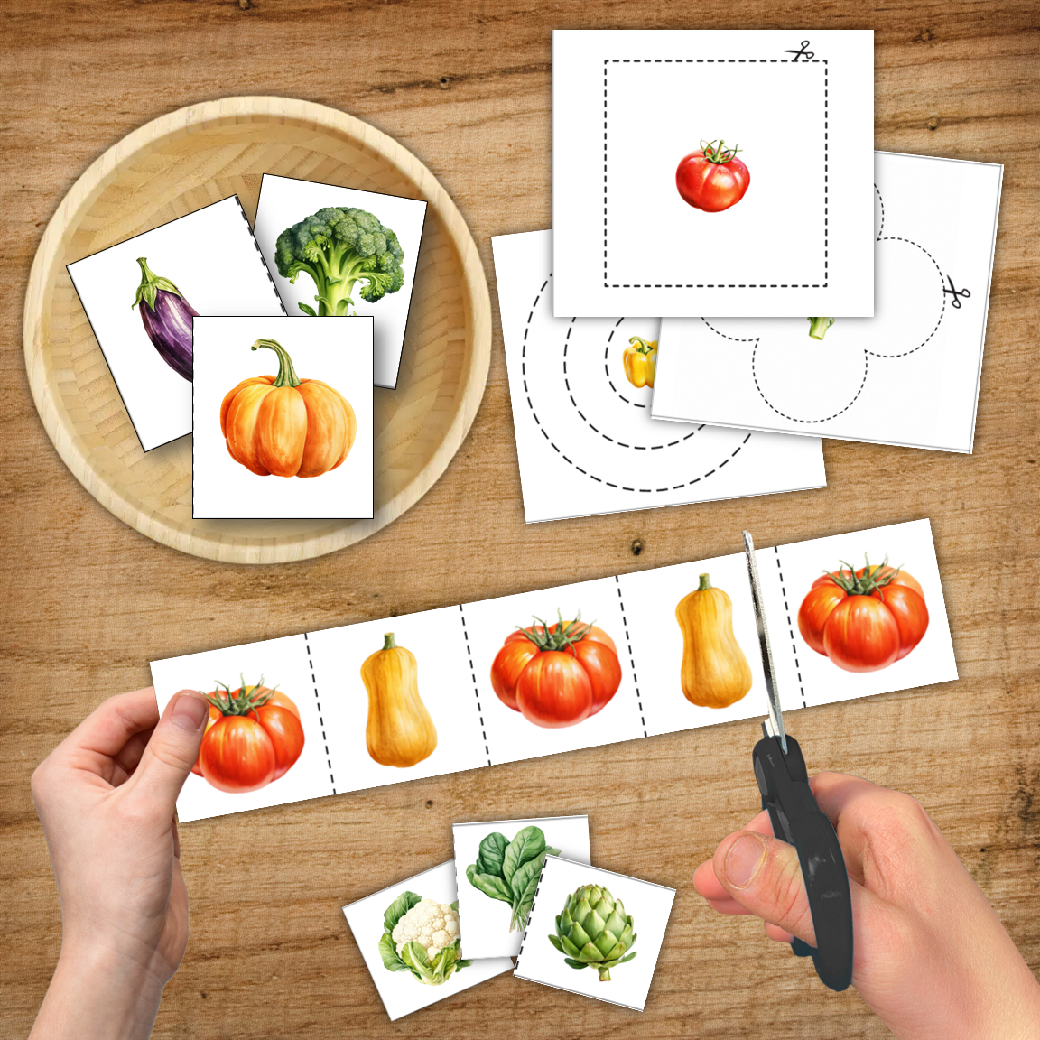 FREE Vegetable Scissor Skills Cutting Strips