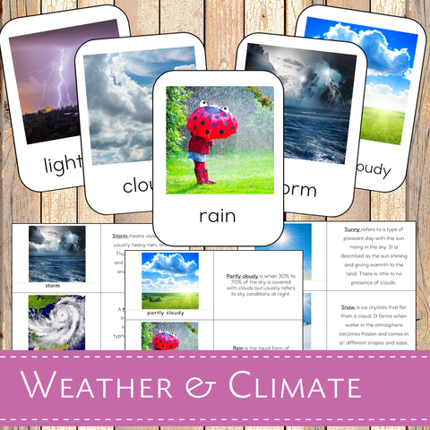 Weather Montessori 3 Part Cards and Definitions
