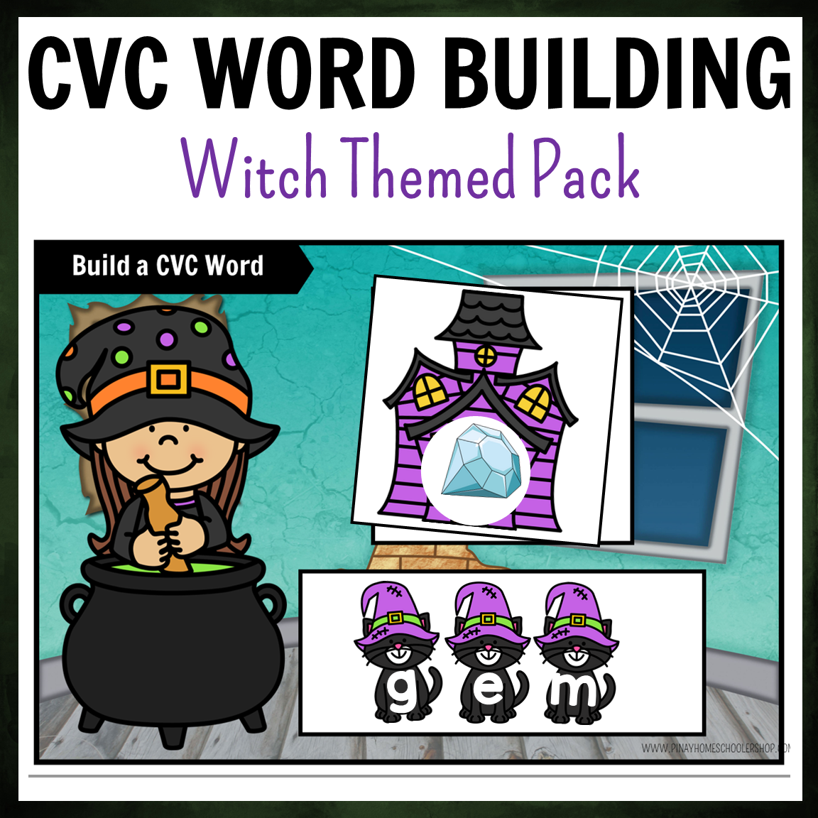 Witch Halloween Themed CVC Word Building Pack