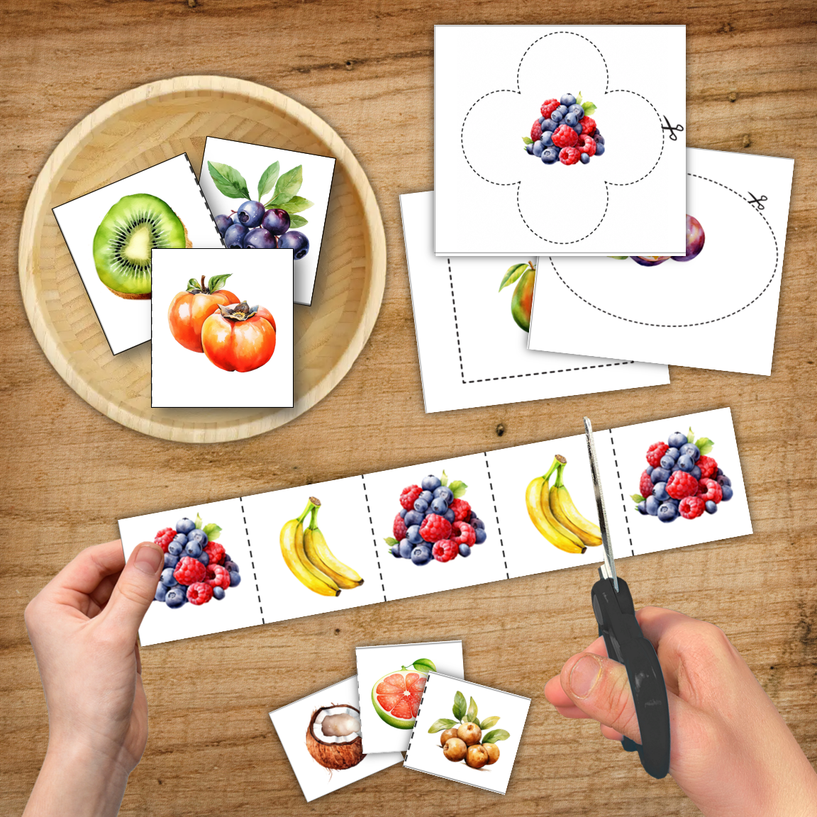 Fruit Scissor Skills Cutting Strips
