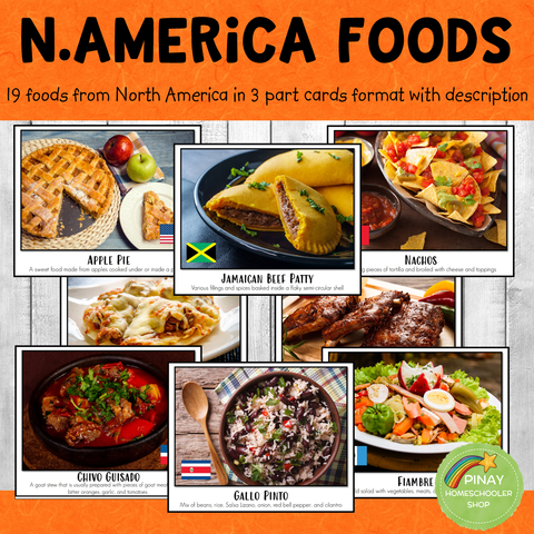 North American Foods Montessori 3 Part Cards and Activity Sheets