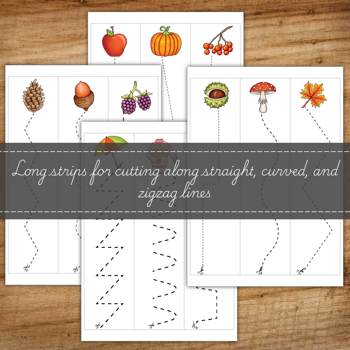 Autumn Scissor Skills Cutting Strips