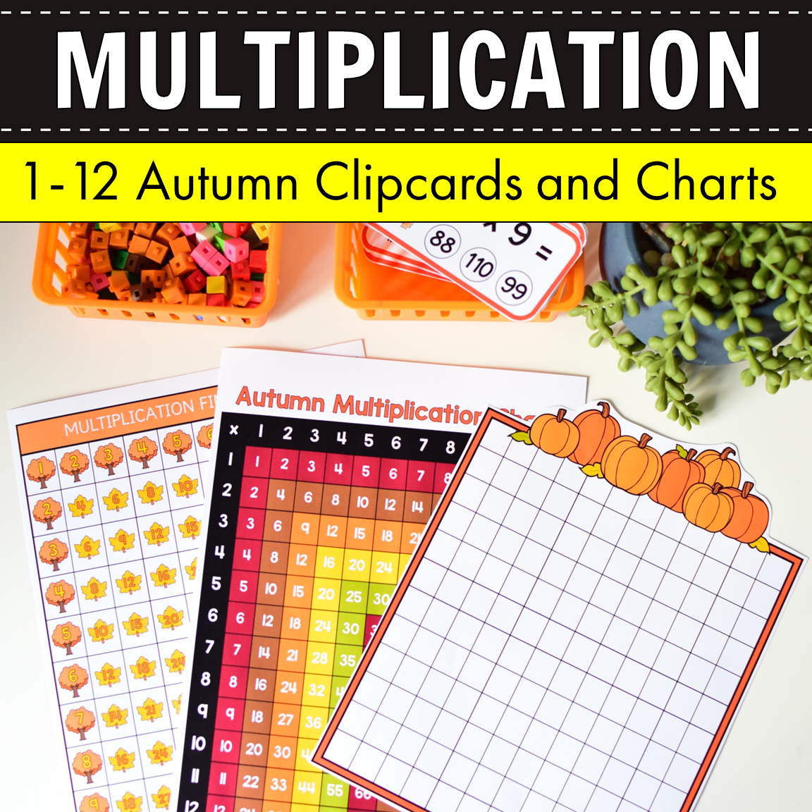 Multiplication Command Clipcards - Autumn Theme