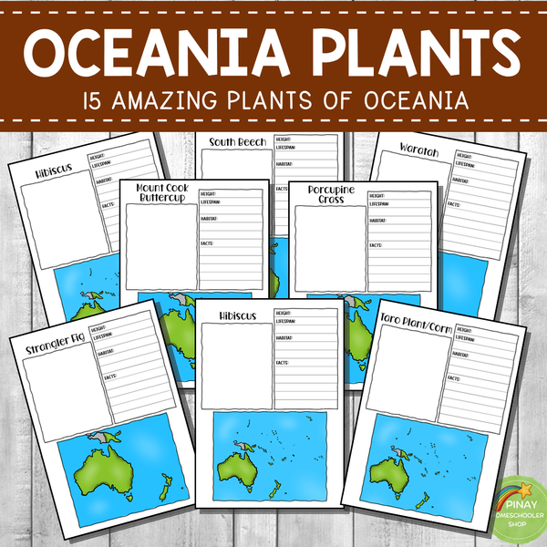 Plants of Oceania Montessori 3 Part Cards