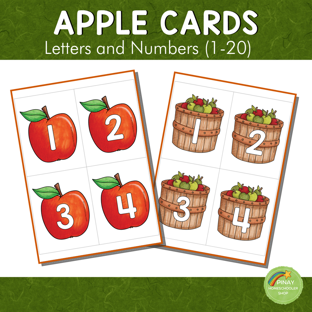 Apple Lette Card Apple Letter and Number Cards – Pinay Homeschooler Shop