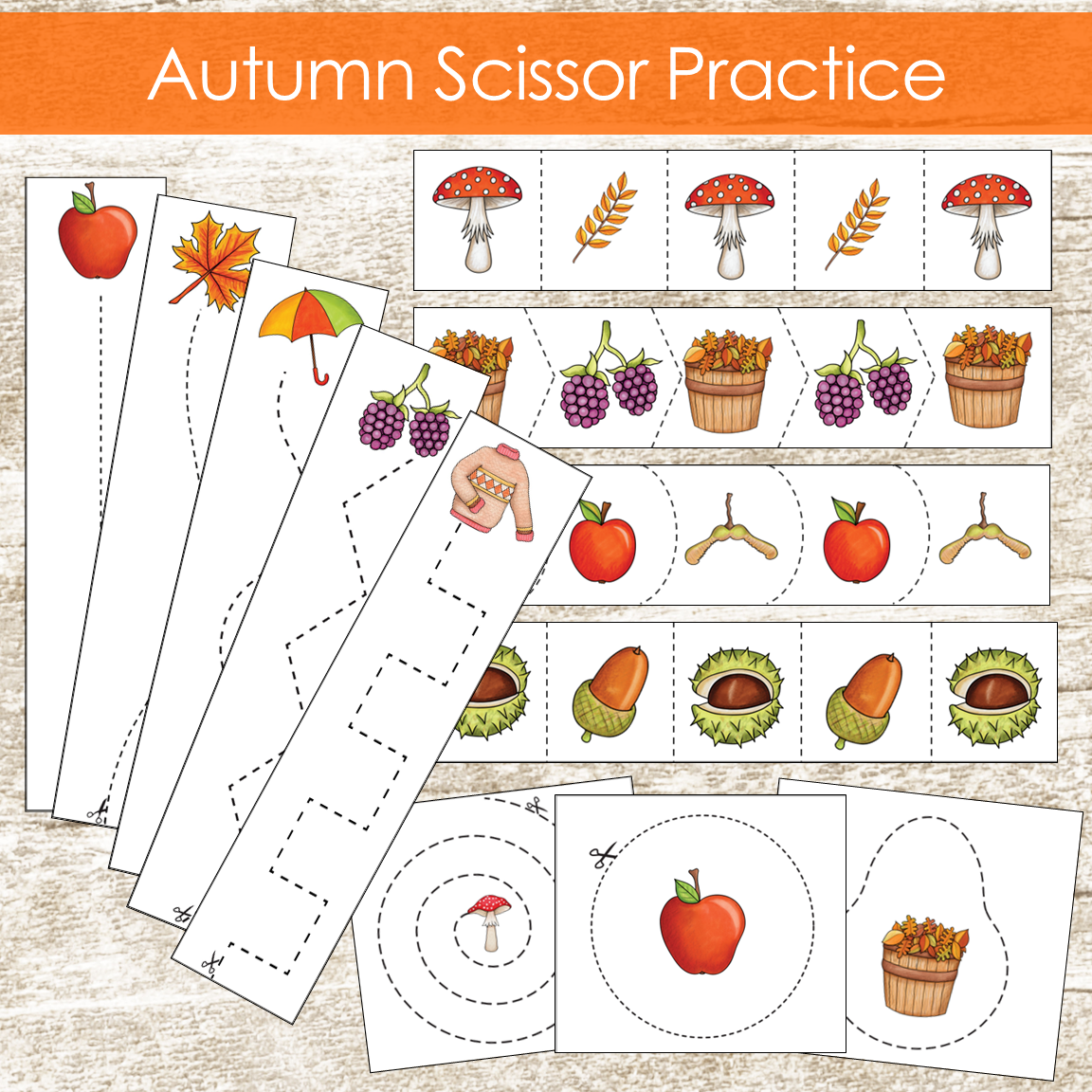 Autumn Scissor Skills Cutting Strips
