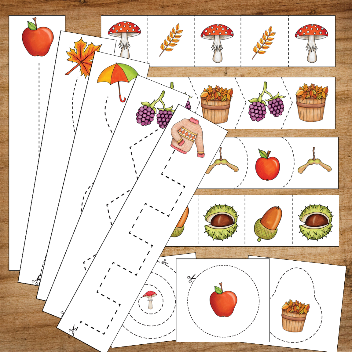 Autumn Scissor Skills Cutting Strips