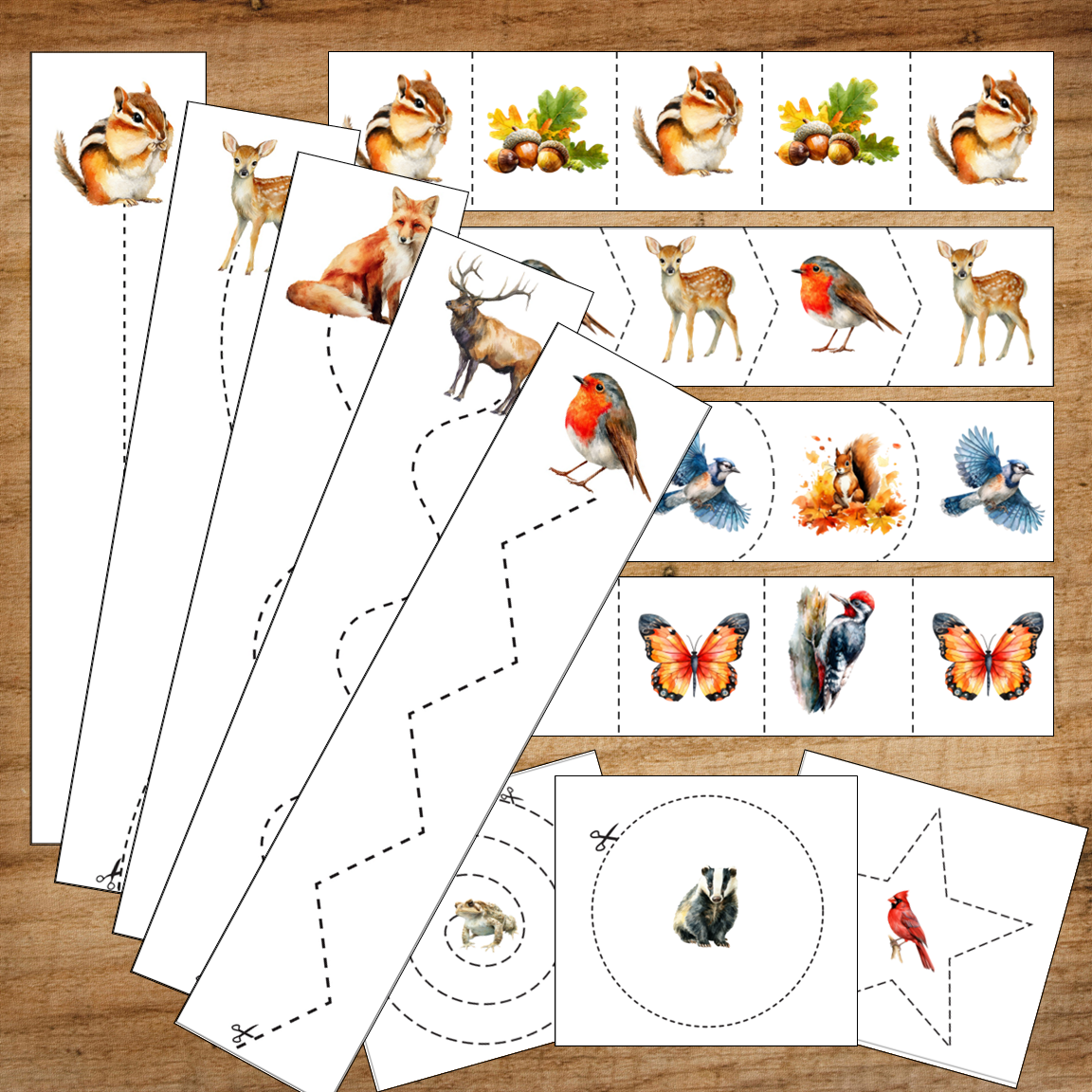 Woodlands Autumn Scissor Skills Cutting Strips