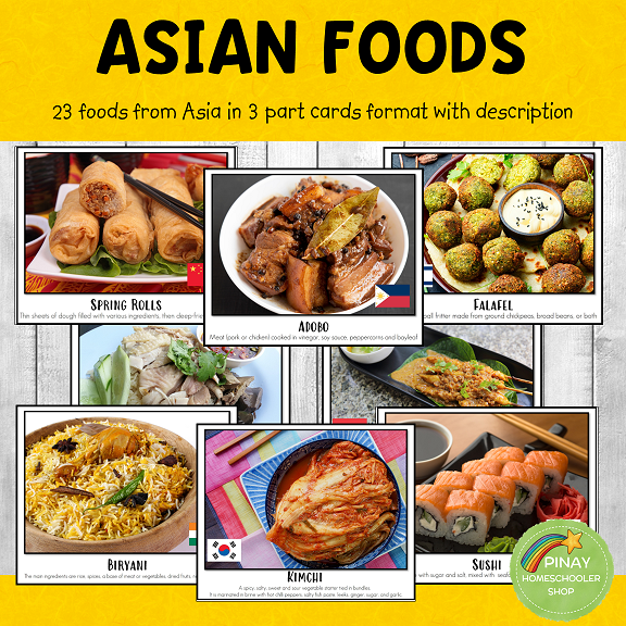 Asian Foods Montessori 3 Part Cards and Activity Sheets