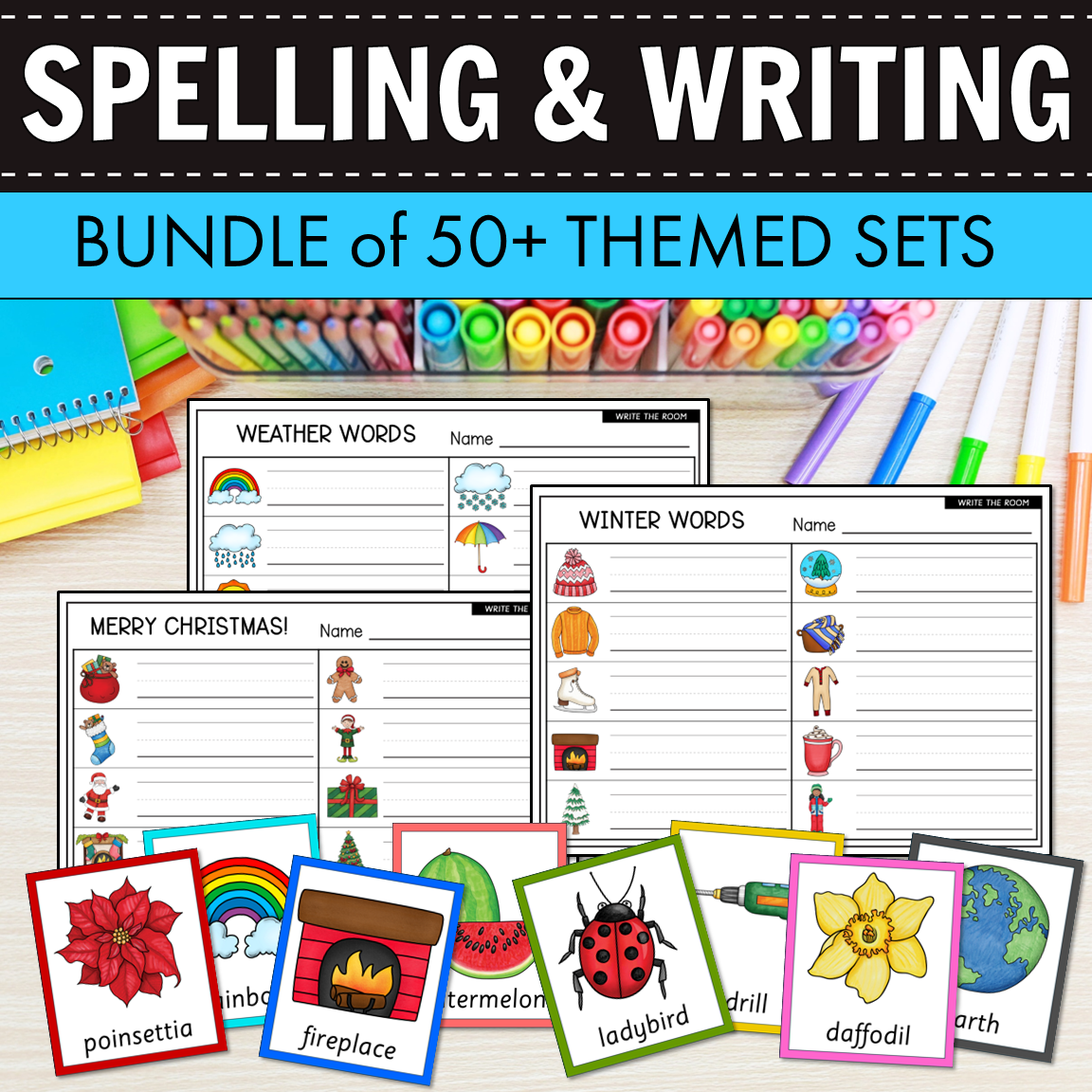 50+ Spelling and Writing Words MEGA BUNDLE - Write the Room