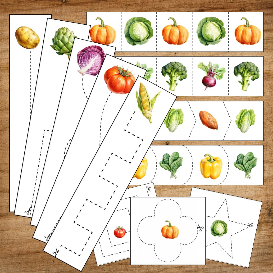 FREE Vegetable Scissor Skills Cutting Strips
