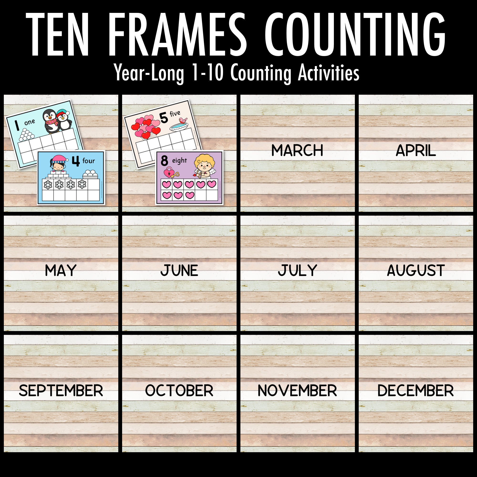 Year-Long Ten Frame Cards Growing Bundle