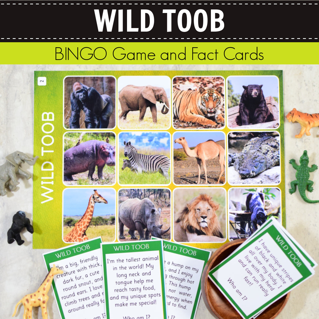 Safari Wild Toob Bingo Game and Fact Cards