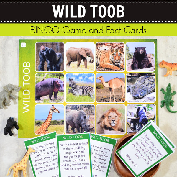 Safari Wild Toob Bingo Game and Fact Cards