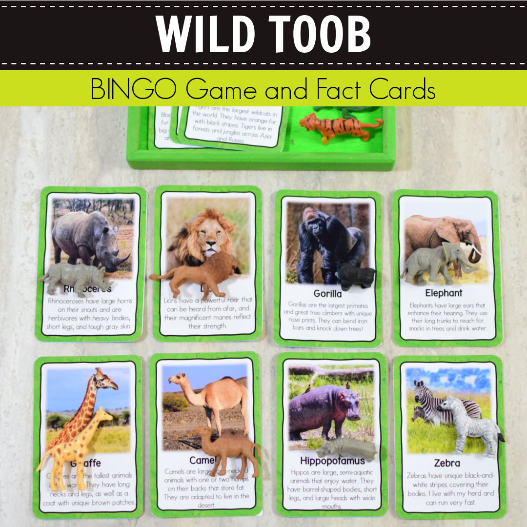 Safari Wild Toob Bingo Game and Fact Cards