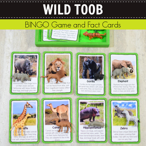 Safari Wild Toob Bingo Game and Fact Cards