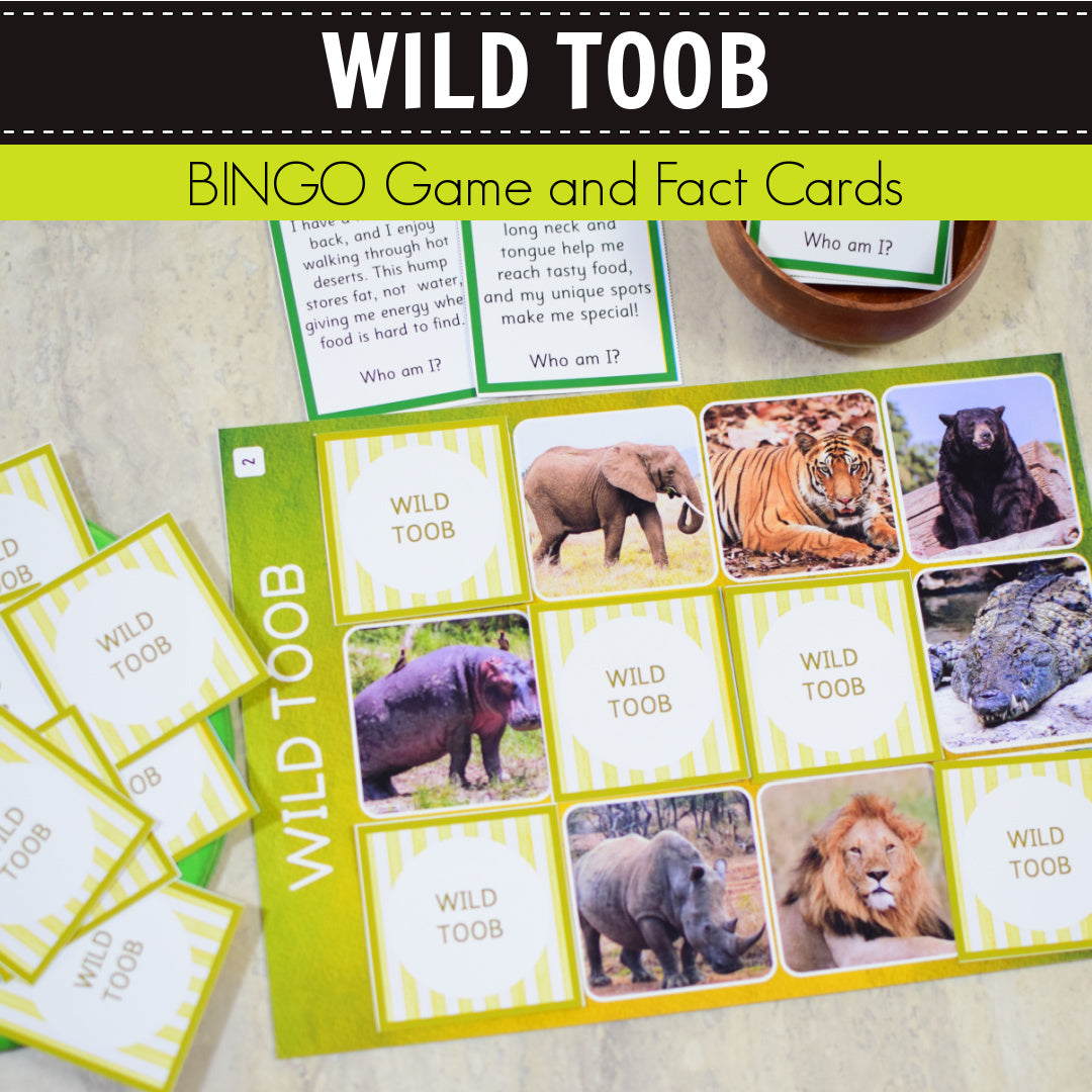 Safari Wild Toob Bingo Game and Fact Cards