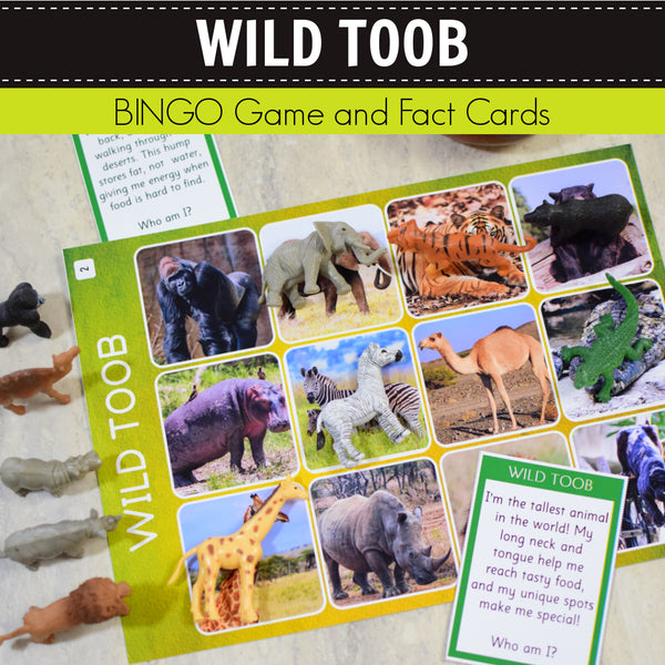 Safari Wild Toob Bingo Game and Fact Cards