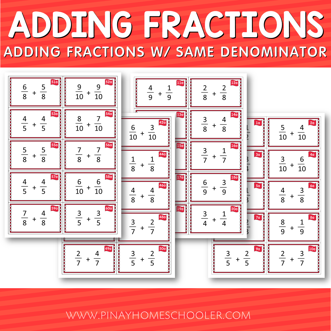 Montessori Adding Fractions with Same Denominator Cards