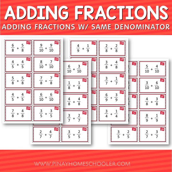 Montessori Adding Fractions with Same Denominator Cards