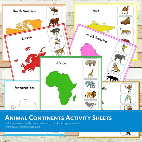 Montessori Animal Continents Activity Sheets