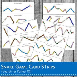 Montessori Snake Game Perfect 10 Card Strips