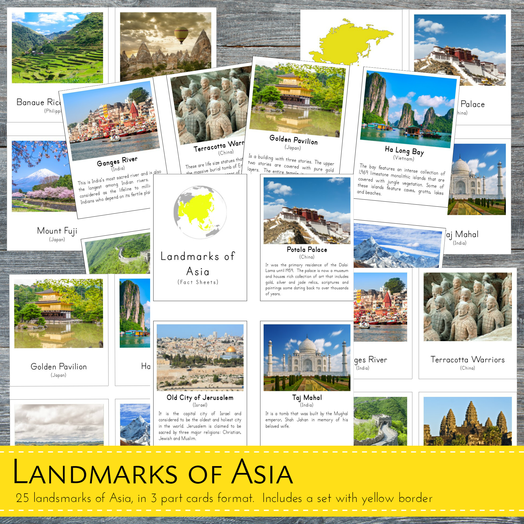 Landmarks of Asia Montessori 3 Part Cards