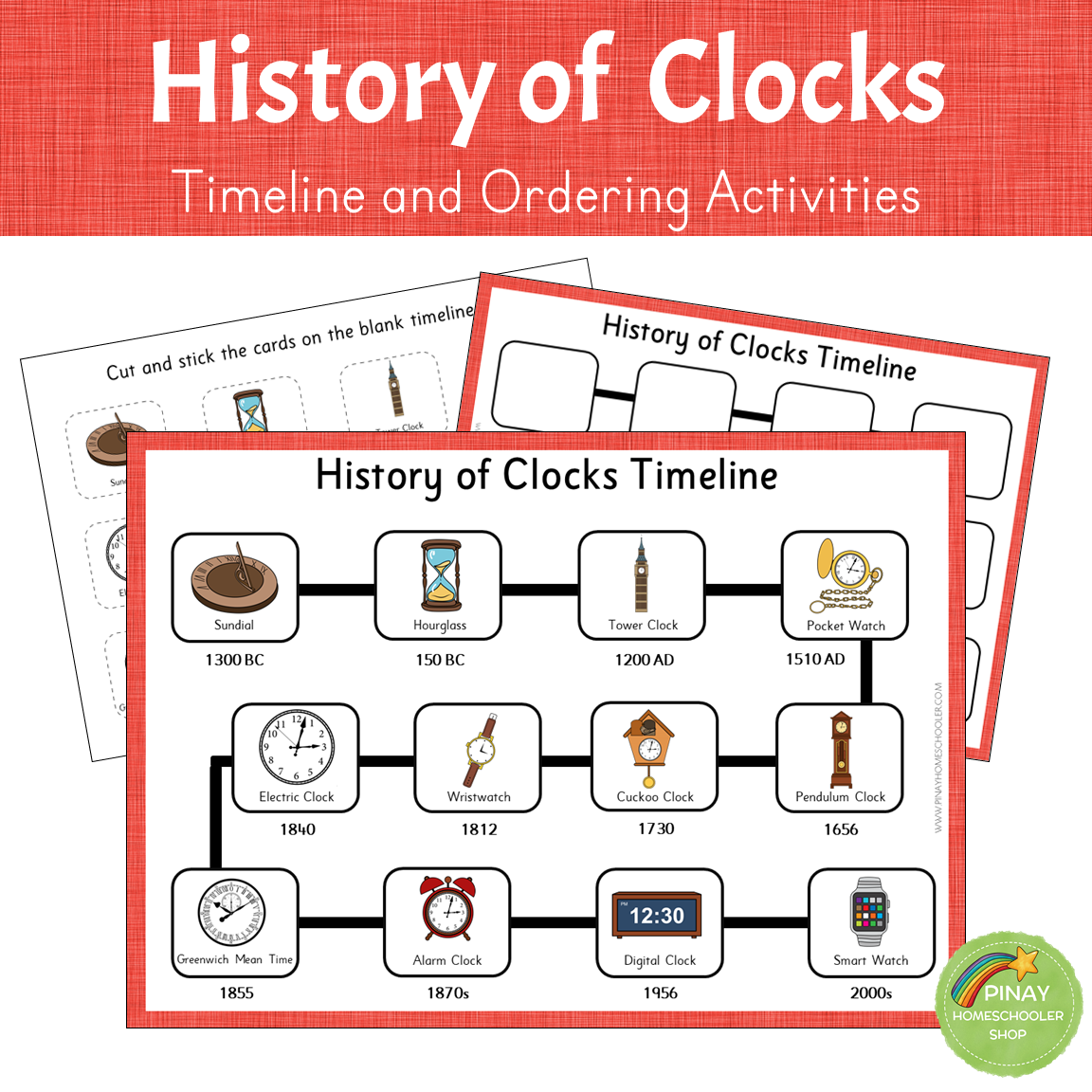History of Clocks - Timeline and Ordering Activities