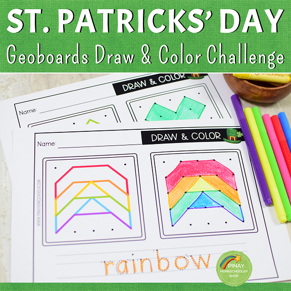 St. Patrick's Day Geoboards Draw and Color Pack