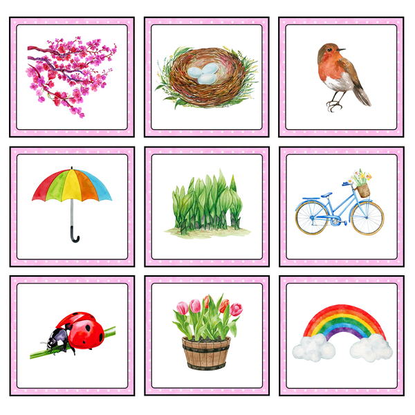 Spring Magnifying Matching Activity Cards
