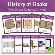 History of Books - Timeline and Ordering Activities