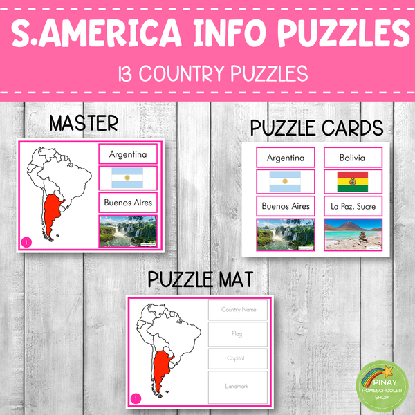 Montessori South America Country Facts Puzzles