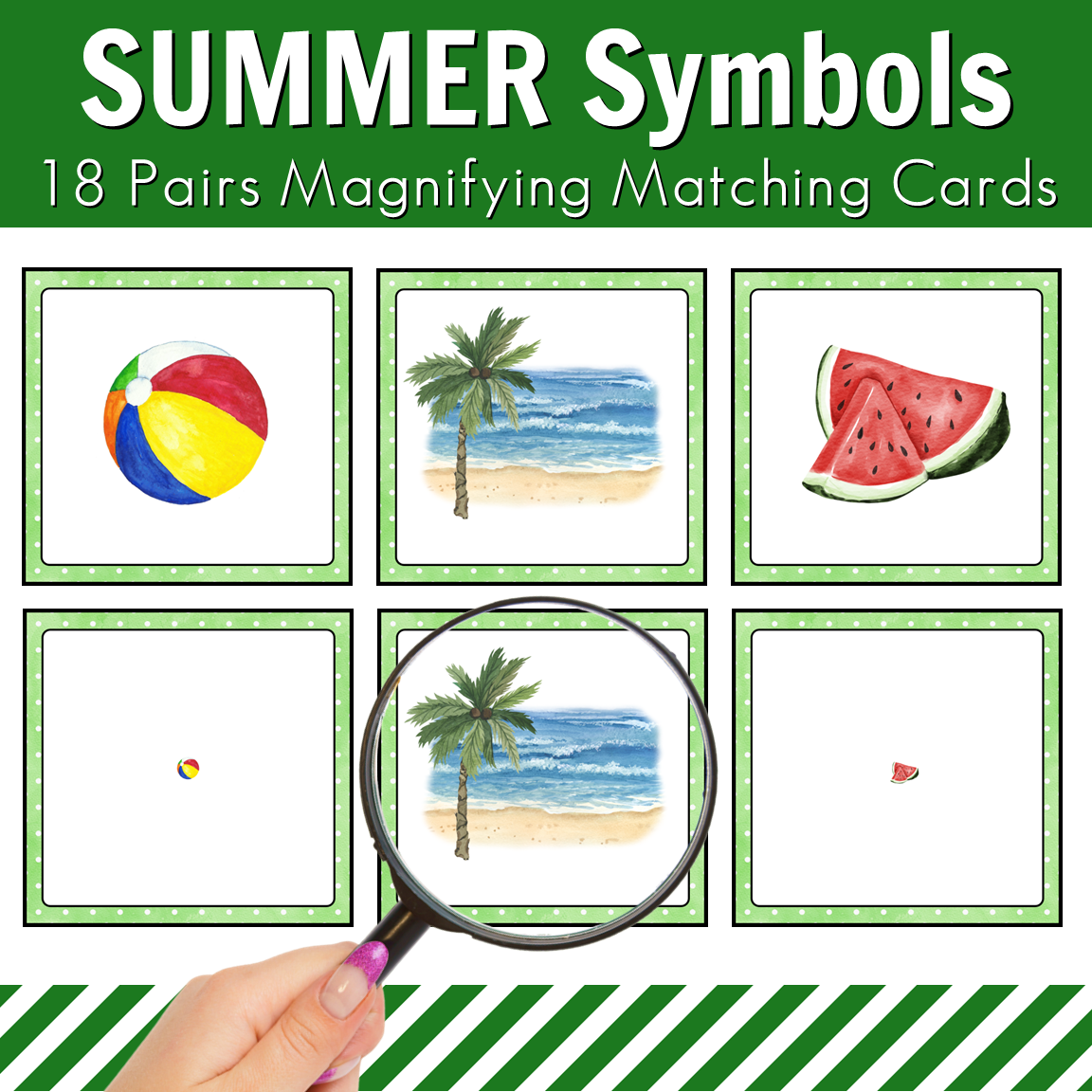 Summer Magnifying Matching Activity Cards