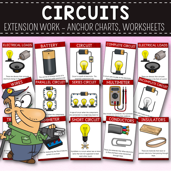 Circuits Extension Pack - Worksheets, Anchor Charts, Wordwall