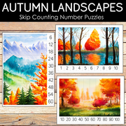 Autumn Number Sequencing and Skip Counting Puzzles