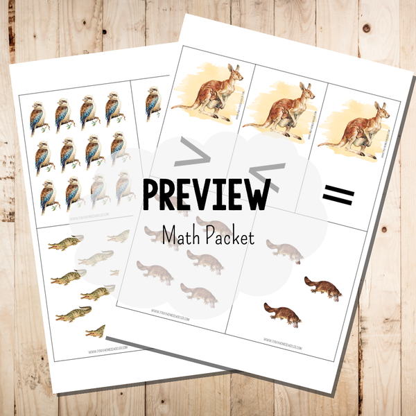 Oceania Australia Animals Math Packet