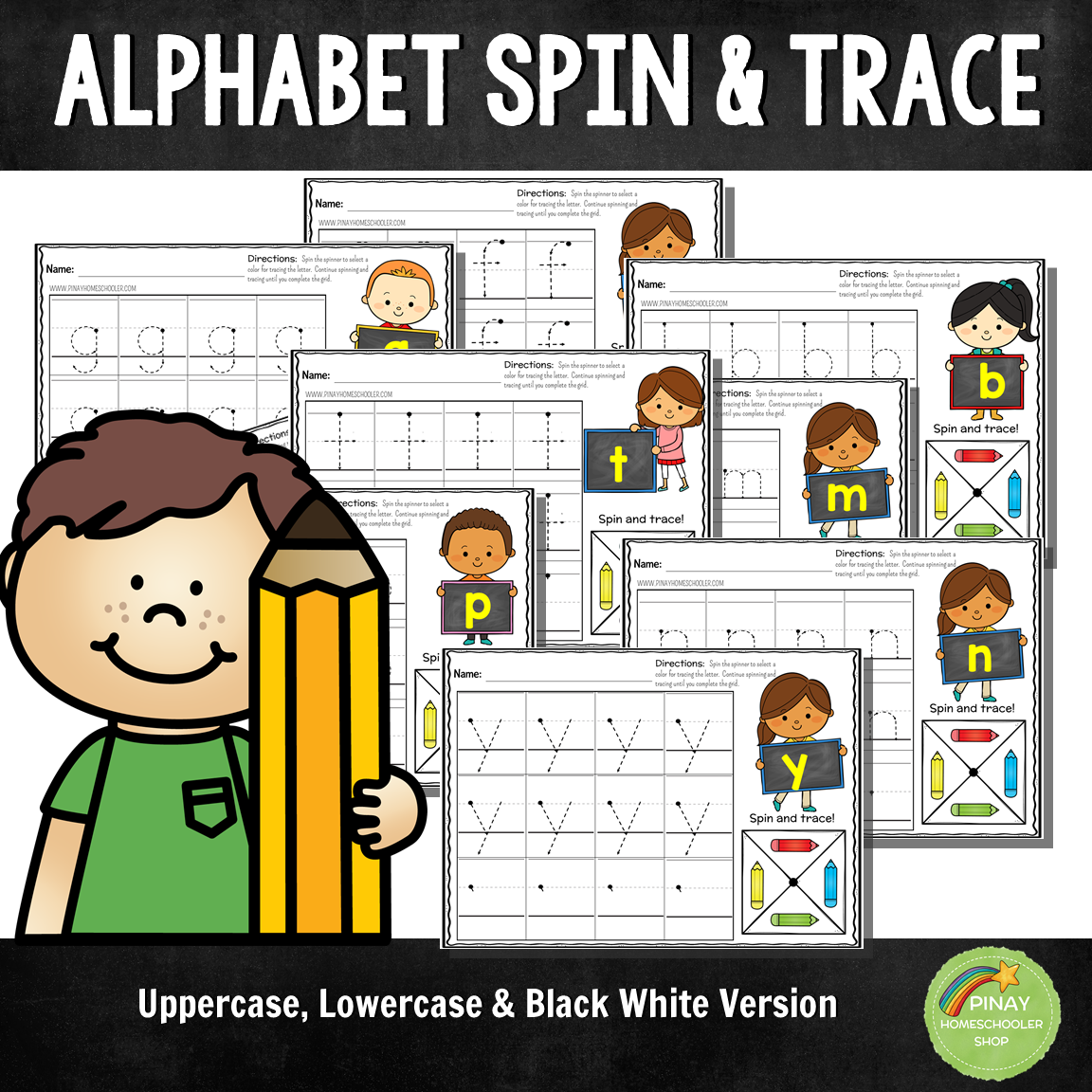 Alphabet Spin and Trace Worksheets