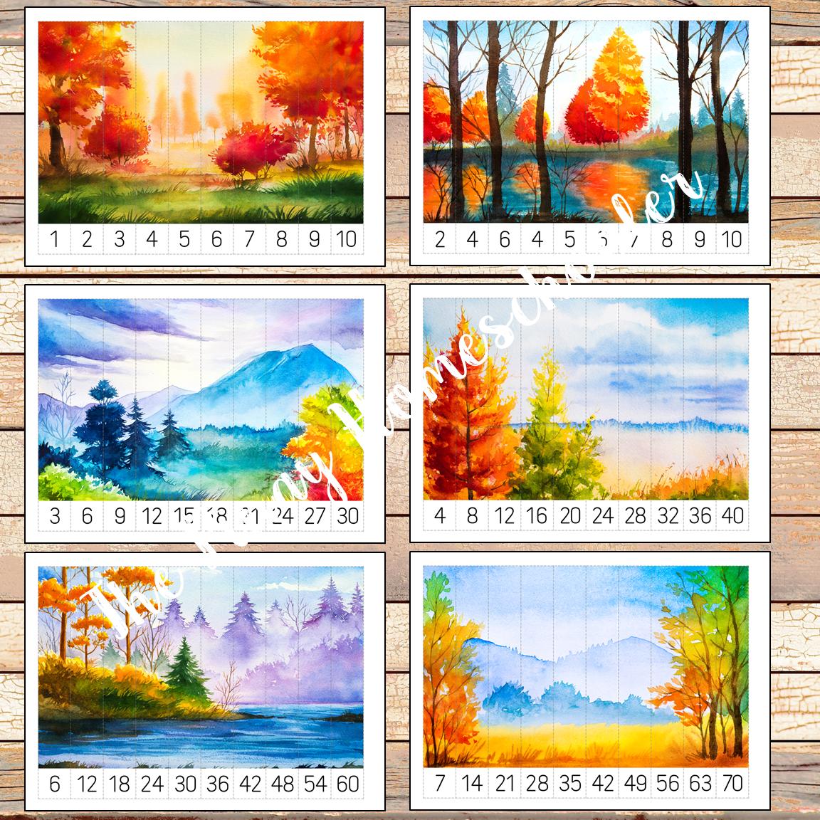 Autumn Number Sequencing and Skip Counting Puzzles