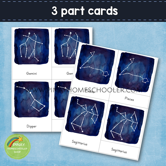 Constellations Montessori 3 Part Cards