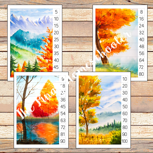 Autumn Number Sequencing and Skip Counting Puzzles